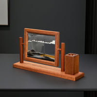 Sand Art Frame with Pen Holder Rectangular Rotating Sand Art Frame Relieving Desk Organizer for Professionals, Students, Office