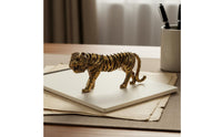 Chinese Astrological Tiger Figurine Detailed Craftsmanship Vintage Tiger Paperweight Handmade Desk Ornament for Collectors, Study Room, Office