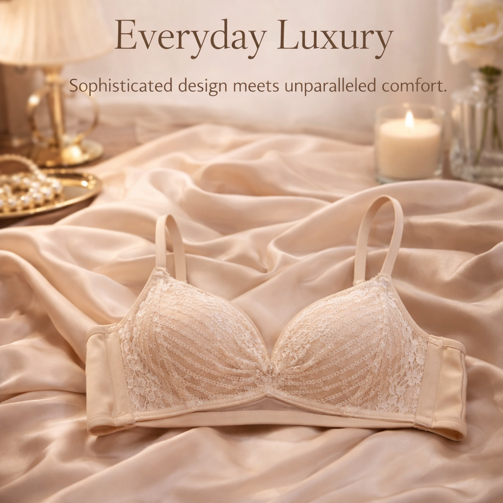 Push Up Bra for Women with Front Hook Closure and Lace Trim, Padded with Support for Everyday Wear, Comfortable Daily Use