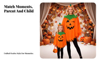 Irregular Hem Pumpkin Costume with Headpiece Festive Jack-O'-Lantern Poncho Spooky Pumpkin Cape Cute for Adults, Kids, Families, Trick-or-Treating, Stage Performances