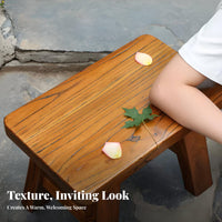 Rustic Design Rectangular Wooden Stool Multi-Purpose Backless Wooden Seat Sturdy Construction Small Bench Space-Saving for Homeowners, Apartment Dwellers, Entryway, Living Room, Bedroom, Bathroom