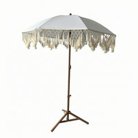 Boho Patio Umbrella Macrame Tassel Umbrella Tassel Sunshade Tasseled Sunshade with Tassels Freestanding for Beach, Garden