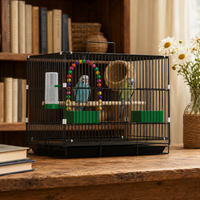 Bird Cage for Parakeets Cockatiels Peonies Small Birds Portable Foldable Metal Cage with Accessories