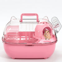 Hamster Carrier Travel Cage with Handle, Modern Style Rectangular Villa, Portable Outdoor Container for Small Pets and Short Trips