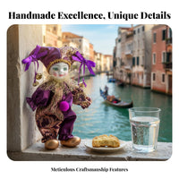 Italian Good Luck Doll Souvenir Gift Ceramic Court Entertainer Figurine Poseable Clown Doll Hand-Painted Face House Decoration