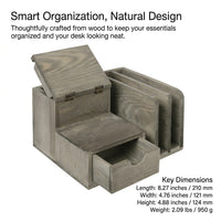 Desk Storage Organizer with Drawer, Wooden Desktop Drawers for Office Small for with Pen Holder, Modern Minimalist Style