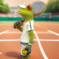 Tennis Frog Statue Whimsical Design Frog Statue Indoor & Outdoor Use for Patio, Desktop, Office