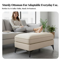 Light Luxury Design Low Upholstered Sitting Pier Soft Padded Top Footrest Sturdy Construction Ottoman Multi-Functional for Interior Decorators, Families, Homeowners, Living Room, Bedroom, Entryway, Apartment