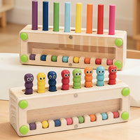 Hand-Eye Coordination Wooden Caterpillar Toy Fine Movement Skills Cylinder Peg Game Interactive Color Stack Toy Sensory Play for Preschoolers, Kids, Toddlers, Kindergarten, Classroom