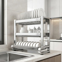 Stainless Steel Dish Rack and Draining Rack with Drip Tray, Kitchen Dish Rack for Home Apartment Kitchen