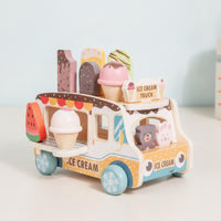 Tabletop Ice Cream Truck Toy Educational Wooden Ice Cream Truck Smooth Pretend Playset Bright for Children, Toddlers, Playroom