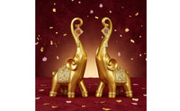 Gold Elephant Figurines Textured Elephant Ornaments Set