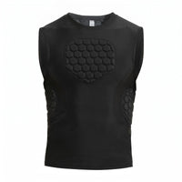 Hexagonal Pads Contact-Resistant Protection Vest Close Fitting Sleeveless Safeguarding Vest Stretch Textile Compression Padded Shirt Streamlined Shape