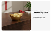 Chinese Gold Ingot Fine Workmanship Sturdy Alloy Ingot Metal Yuan Bao Retro Design Golden Wealth Token for Homeowners, Home