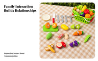 19 Pieces Reassembly Toy Fruit and Vegetable Set Green Handled Cutting Play Food Set Colorful Cutting Play Food Molded