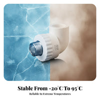 White Plastic Thread Adapter Ribbed Collar PPR Elbow Fitting Male Threaded Elbow Fitting