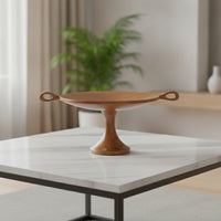 Pedestal Fruit Tray Vintage-Influenced Fruit Tray with Handles Rustic Footed Serving Bowl for Dining Table