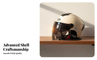 Motorcycle Half Shell Helmet 3C Certified Half Shell Breathable Secure Headwear for Men, Women, Four-Season Riding, Commuting