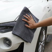 Double-Sided Coral Fleece Car Drying Towel with Suede Towel Finish, High Absorbency Cloth for Car Washing, Bound Edges Dark Gray 1 Pack