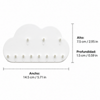 Cloud Wall Hanger, White Double Hook for Bathroom, 7.5x14.5x1.5 cm, Supports 3 kg