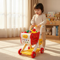 Role-Playing Toy Shopping Cart Toddler-Sized Play Shopping Cart Imaginative Trolley Smooth Rolling for Toddlers, Kids, Playroom