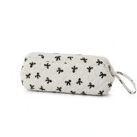 Small Quilted Textile Pouch with Zipper Cute Zippered Storage Bag with Carry Loop Fashionable Cosmetic Bag with Zipper Foldable for Travelers
