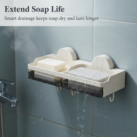 Suction Cup Soap Dish Wall Mounted Drain Rack for Bathroom Shower