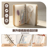 Vintage A6 Fabric Notebook Organizer with 20 Pages and Envelope Pockets