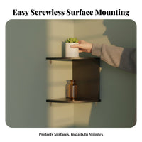 No-Drill Installation Tiered Corner Shelf Space-Saving Corner Mount Shelf Moisture-Proof Storage Rack Versatile for Homeowners, Plant Enthusiasts, Kitchen, Living Room, Bathroom, Home Office