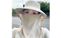 Breathable Mesh Panel Sun Hat with Face Mask and Neck Flap Quick-Drying Textile Headwear Ponytail Compatible for Gardeners, Farm Work