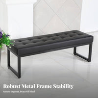 Upholstered Long Bench Light Luxury design Padded Bench with Metal Legs Minimalist Design Thick Comfortable pad for Entryway