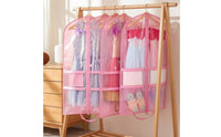 Hanging Garment Bag with Pockets Non-Woven Hanging Garment Bag Dress Cover with Clear Window Space-Saving Organizer Foldable