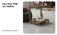 With casters C-Shaped Rolling Table Mobile Design C-Shaped Rolling Stand Space-Saving Household Furniture Multi-Purpose for Apartment Dwellers, Home Workers, Students, Living Room, Next to Sofa, Bedroom, Small Spaces
