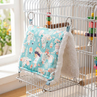 Soft Winter Bird Cage Hammock with Perch, Warm Parrot Nest for Cockatiels and Lovebirds, Washable Cotton Cave Nest Bed with Rust-Resistant Base