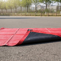 Heavy-Duty Waterproof PE Tarpaulin, Red/Black, UV-Resistant, High-Density Woven Cover Cloth