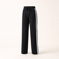 Joggers for Women with Straight Leg Cut and Drawstring Waist, Baggy Blend Pants with Side Stripes for Casual Wear and Sports