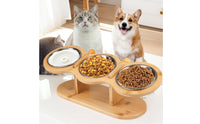 Pet Bowl Stand with Stainless Steel Bowls Tilted Raised Cat Feeder Dishwasher Pet Feeder with Bowls for Cats, Small Dogs, Indoor