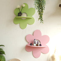Wooden Flower-Shaped Wall Crystal Storage Shelf, Simple Homestay Hanging Decor
