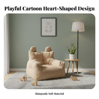 Soft Fuzzy Texture Soft-Textured Beanbag Chair with Ears Removable and Washable Cover Toddler Sofa Skin-Friendly Material children's Furniture Side Storage Pocket for Toddlers, Girls, Babies, Reading Corner, Playroom, Nursery, Living Room