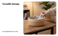 Handled countertop basket Woven Design Storage organizer Space-Saving for Coffee Table