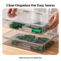See-Through Plastic Compartment Box Compartmentalized Plastic Organizer Box Large Capacity Transparent Storage Case Sturdy Construction for Crafters, Hobbyists, Technicians, Desktop, Craft Room, Workshop, Garage