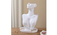 Mannequin Bust with Tray Glossy Jewelry Display Bust Necklace Holder with Base Multi-Functional for Vanity Table, Dresser