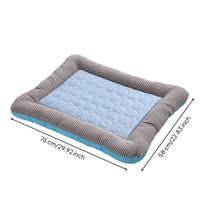 Summer Dog Cooling Mat with Raised Edge Foam Cat Cooling Bed with Padded Border Ice Silk Pet Bed with Raised Edge Easy to Clean for Pets, Floor, Apartment
