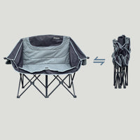 Two-Person Outdoor Lounge Chair Padded Double Camping Chair Foldable Camping Loveseat for Couples, Campers, Patio, Backyard
