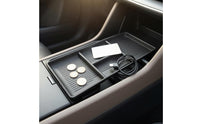 Under-Console Tray Shallow Center Console Storage Box Ribbed Car Accessory
