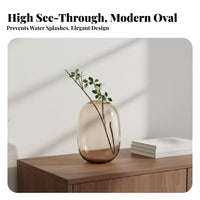 Minimalist Design Glass Flower Vase Elegant Design Oval Glass Vase Classic Shape for Home Decorators, Homeowners, Showroom, Tabletop, Office