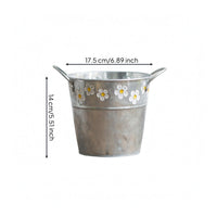 Floral-patternedPatterned Metal Planter Multi-Purpose Distressed Galvanized Planter Vintage Metal Flower Pot Indoor and Outdoor