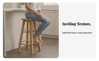 Sturdy Construction Simple Wooden Stool Heavy Duty Wooden Bar Stool Easy Assembly Household Furniture Built-in Footrests for Adults, Homeowners, Cafe, Dining Room, Pub