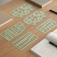 8 Pieces Accurate Geometric Drawing Templates Accurate Measuring Templates Metric Geometry Template Green for Students, Architects, Designers, School, Office, Desk