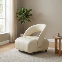 Rolling Vanity Chair Tufted Seat Compact for Entryway